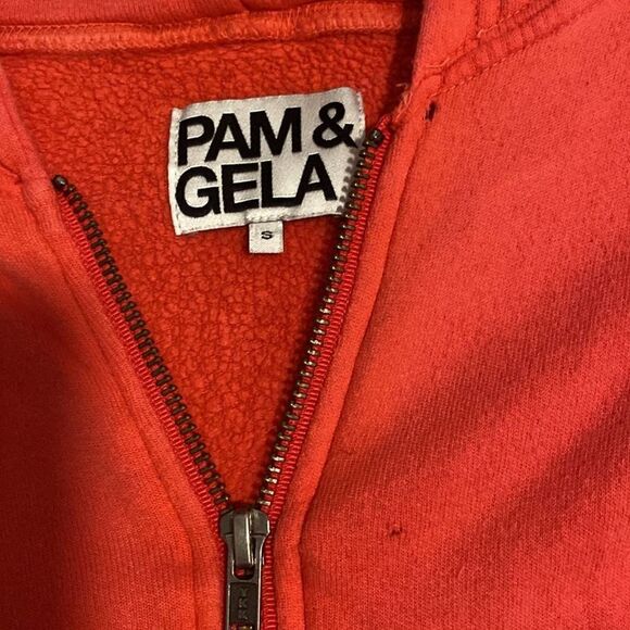 Pam & Gela LF Women's Coral Pink Zip Front Fleece Hoodie Fair Condition Small - Picture 3 of 13